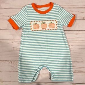 3/6 month pumpkin embroidered romper